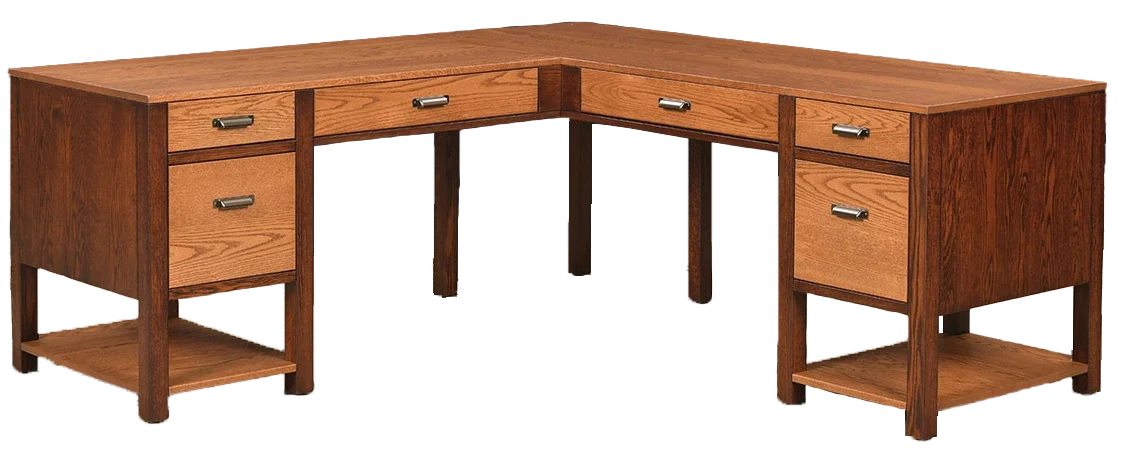 Amish Wakefield L-Desk (Drawers Both Sides)
