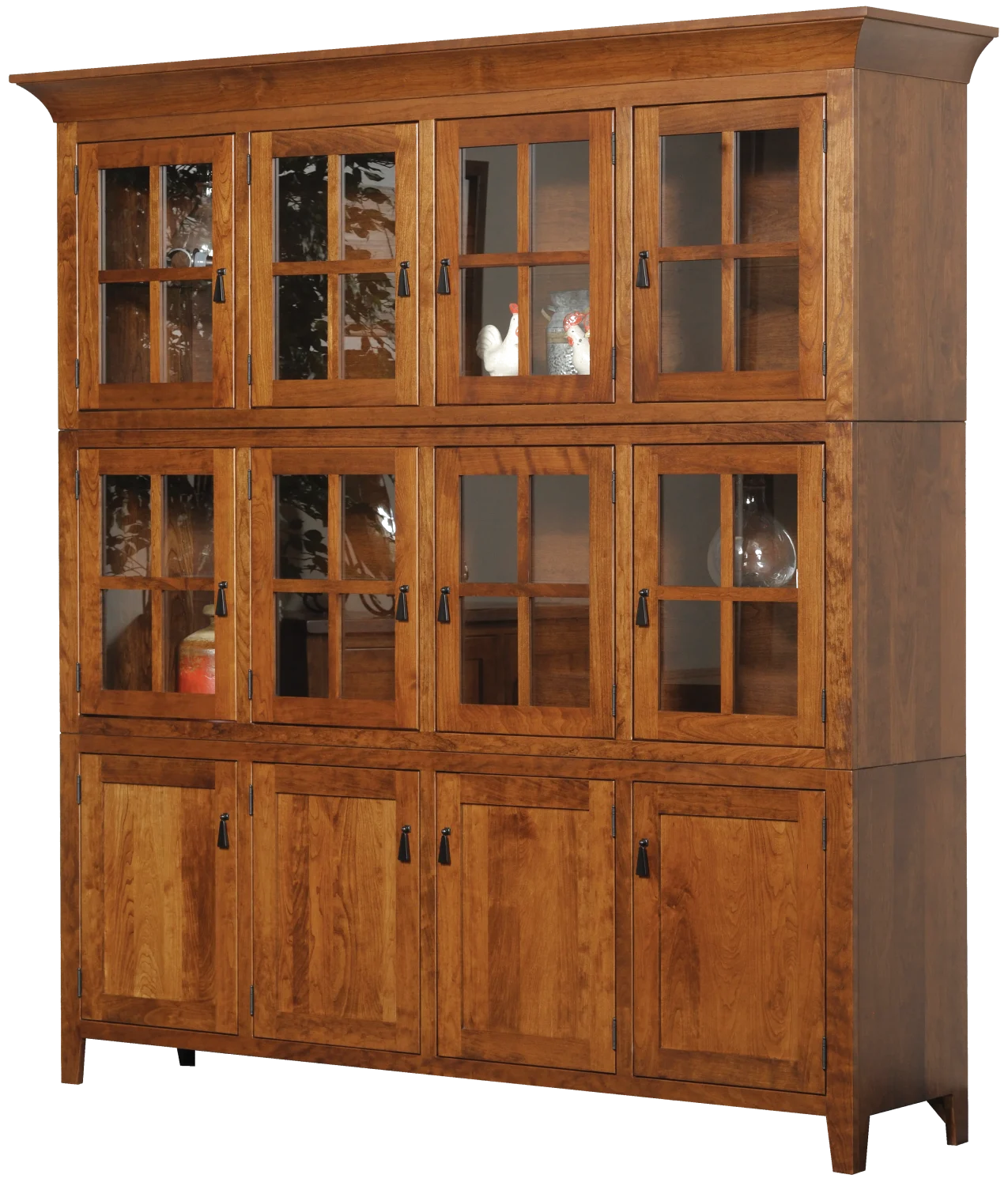 Amish Sadler Mission 4 Door Hutch - Base, Middle & Top
