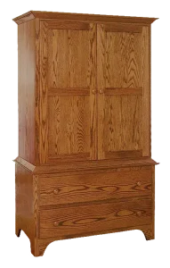 Amish Shaker Armoire 2 Piece (with Hidden Drawers)