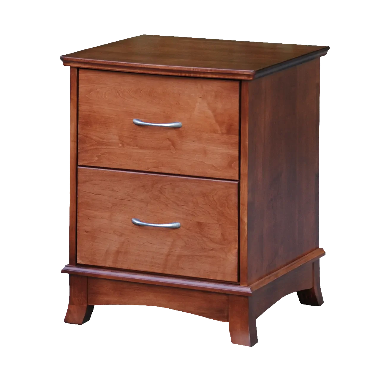 Amish Crescent Nightstand with 2 Drawers