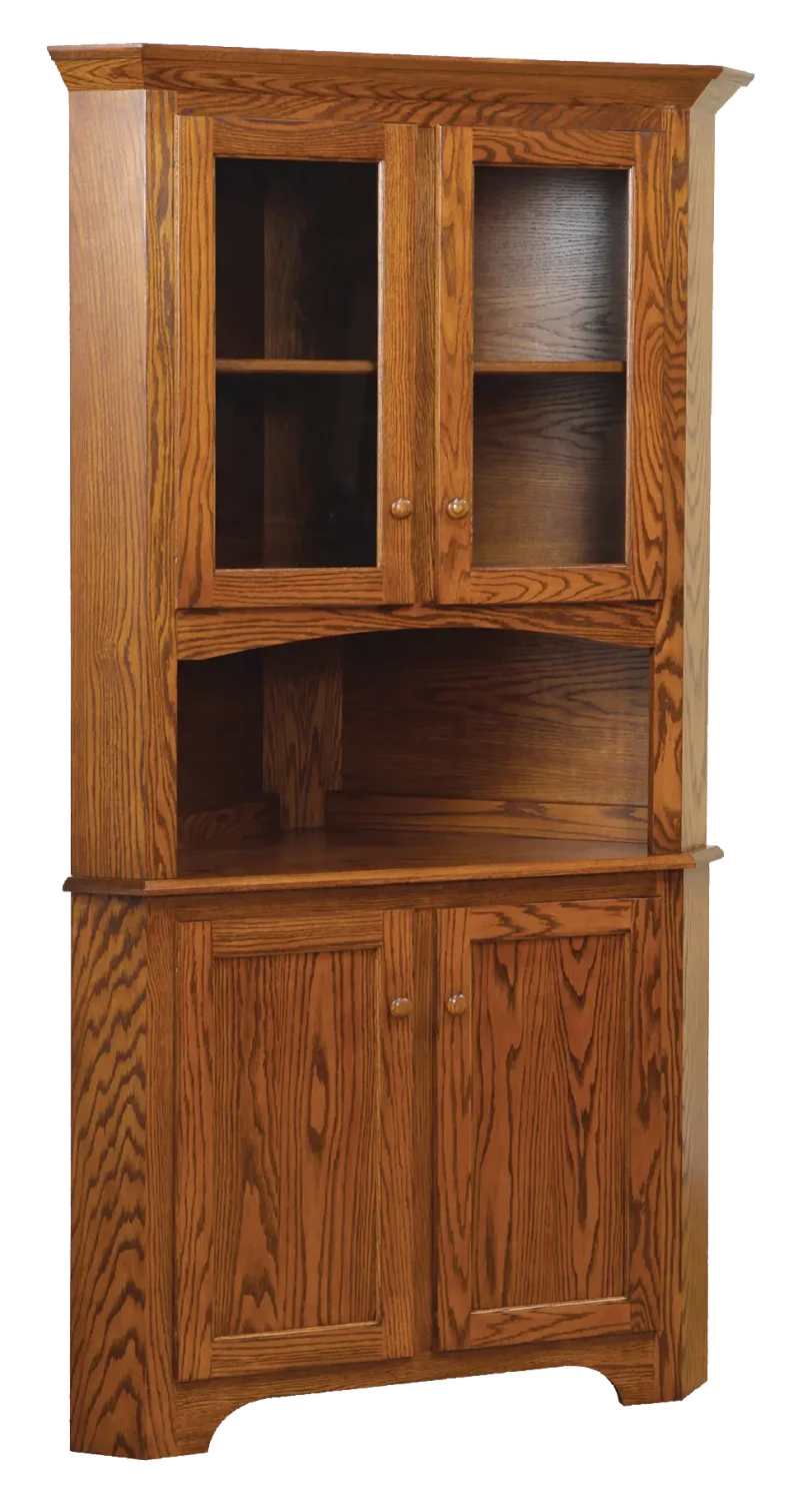 Amish Shaker 2 Door Corner Hutch, Base Only