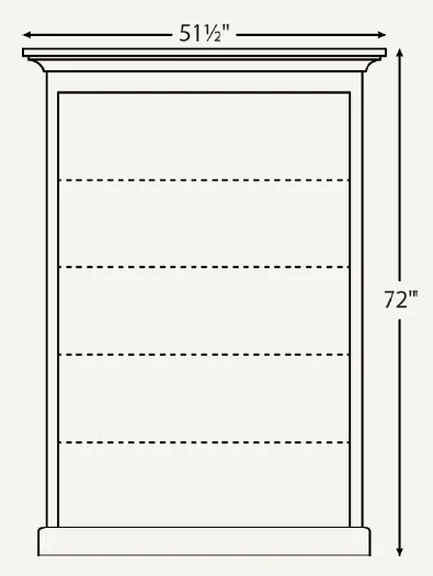 Amish Traditional 48" Open Bookcase* (Drawing)