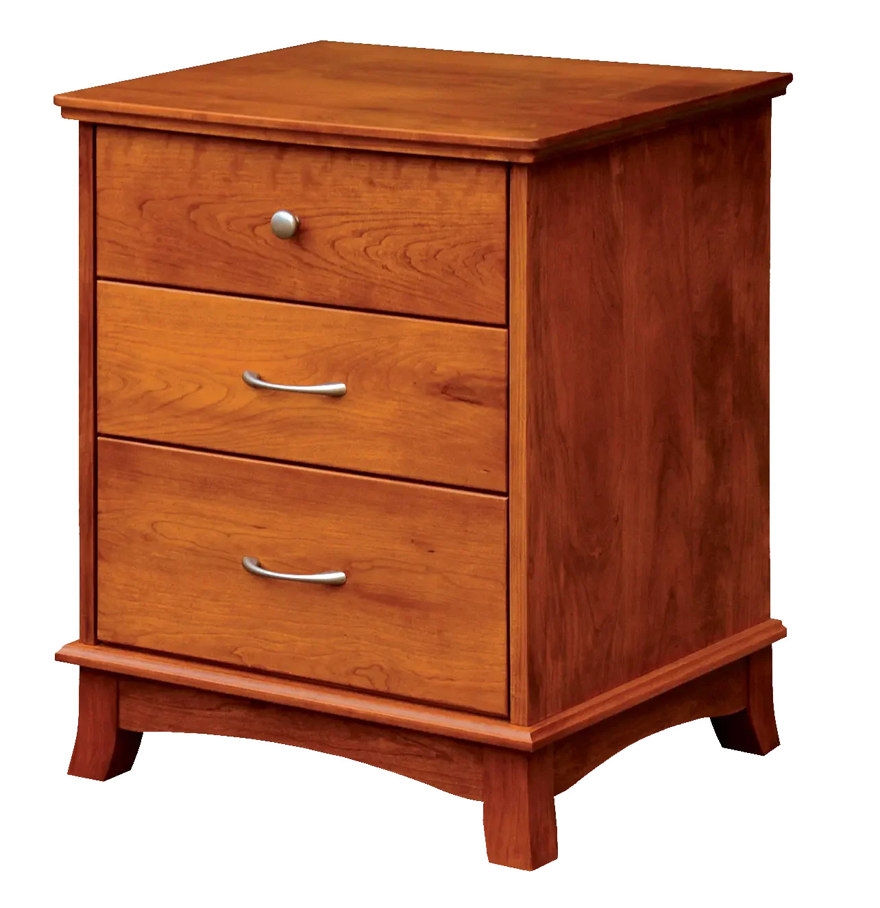 Amish Crescent Nightstand with 3 Drawers