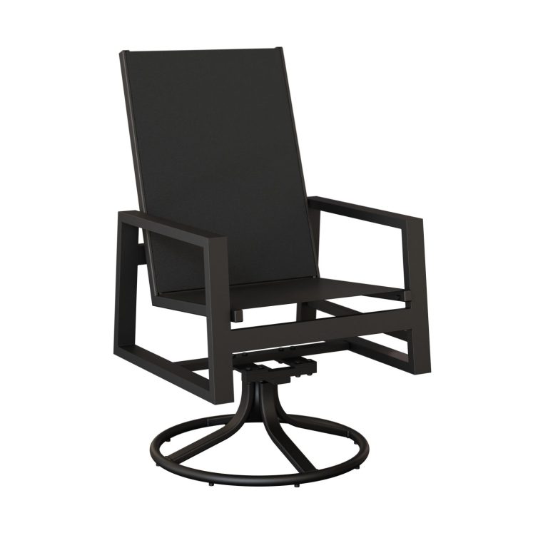 Vida High Back Aluminum+Sling Swivel Rocker Dining Chair by Berlin Gardens
