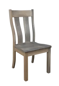 Amish Liberty dining side chair in weathered gray wood with a slat back.