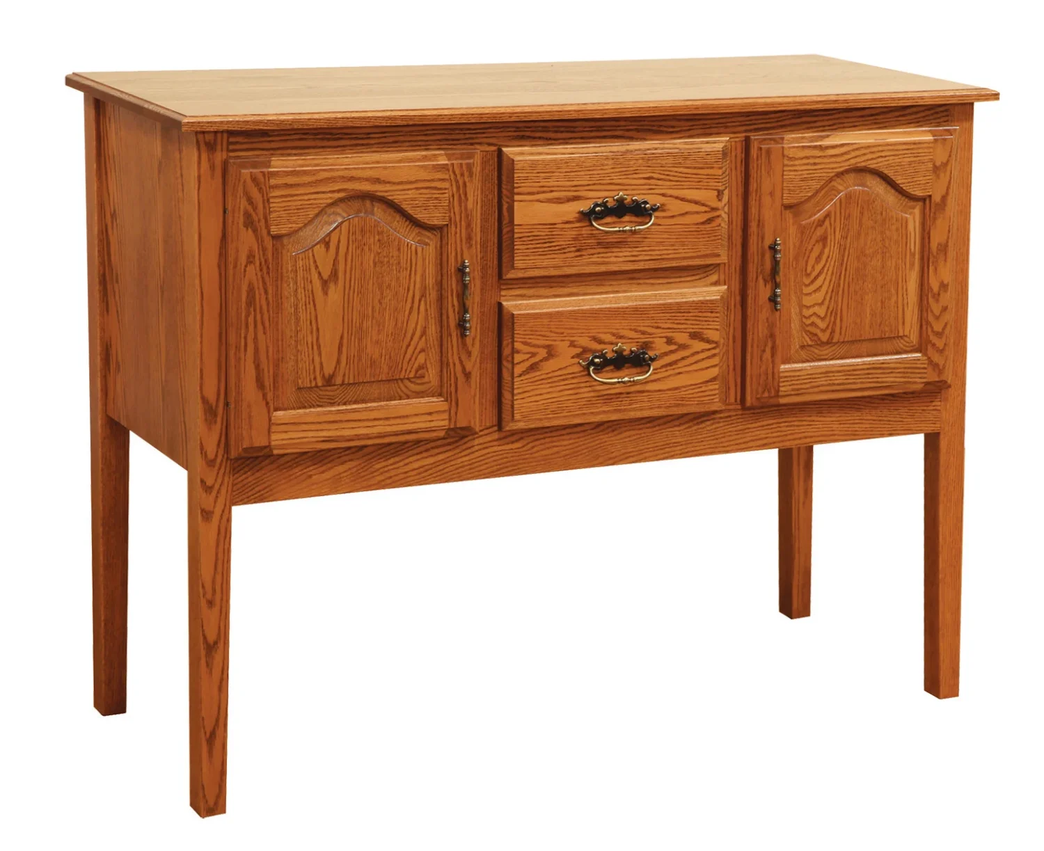Amish Heritage sideboard in oak with two drawers over two raised-panel cabinet doors.