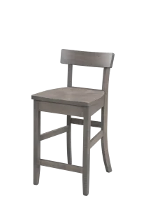 Amish Lakeside 24-inch bar chair in gray-washed wood with a low back and a wood seat.