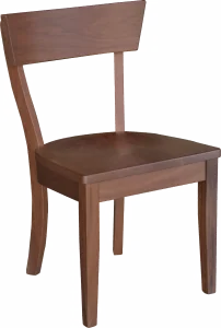 Amish Lakeside dining-height side chair in cherry with a curved back rail and a wood seat.