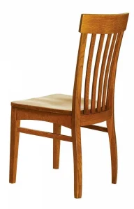 Amish Mary Ann dining side chair in oak with a mission slat back and a wood seat.