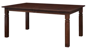 Amish Arlington 42-by-66-inch solid-top dining table in dark cherry with turned legs.
