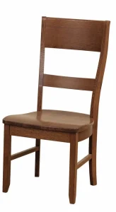 Amish Sara Ann dining side chair in cherry with a ladder back and a wood seat.