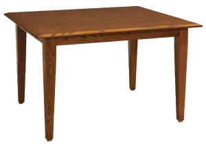 Amish Shaker solid-top rectangular leg dining table in oak.