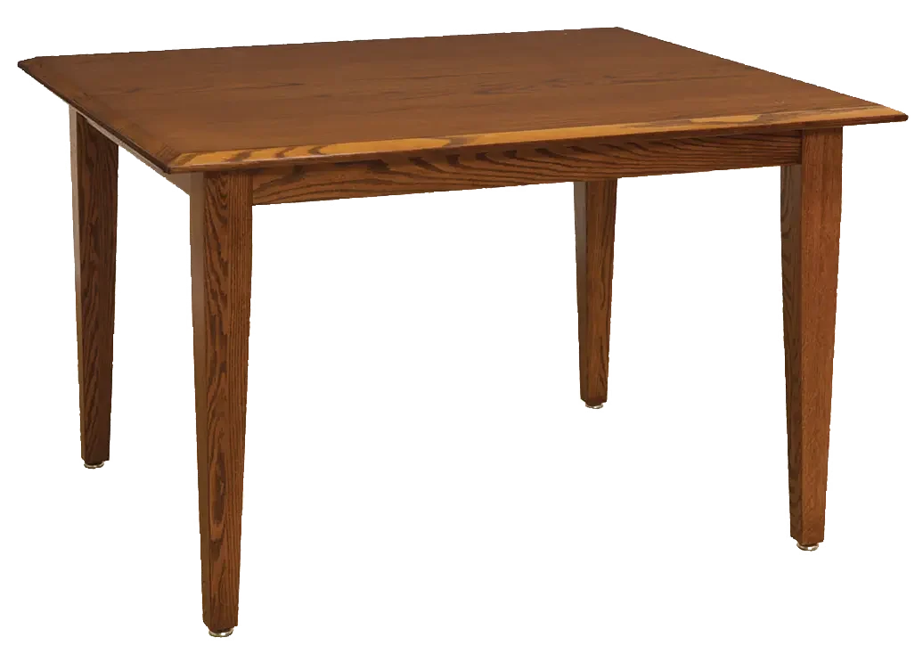 Amish Shaker solid-top rectangular leg dining table in oak.