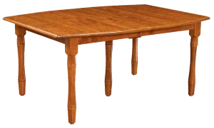 Amish Concord solid-top dining table in oak with turned legs.