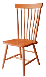 Amish Concord Windsor-style dining side chair in oak with an arrow-spindle back and a wood seat.
