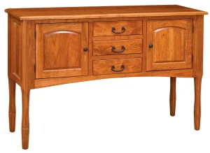 Amish Concord sideboard in oak with a stack of center drawers between two cabinet doors.