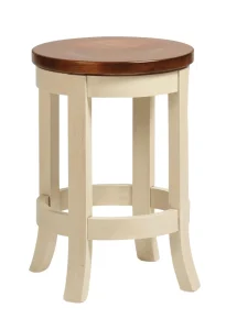 Amish Addison bar stool in a two-tone cream finish with a round wood swivel seat.
