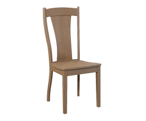 Amish Ashville dining side chair in light natural oak with a vase splat back and a wood seat.