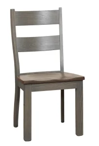 Amish Barnwood dining side chair in weathered gray wood with a ladder back and a wood seat.