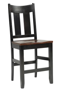 Amish Clanton bar chair in black with a mission slat back and a wood seat.