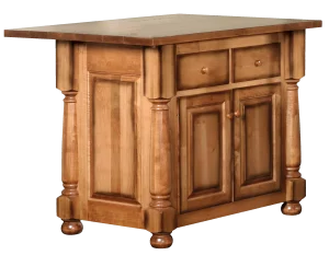 Amish Kimberly kitchen island top, a solid wood work surface for the island base.