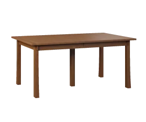 Amish Lynnfield rectangular leg dining table in warm brown wood.