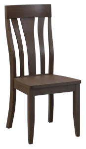 Amish Oak Harbor dining side chair in brown wood with a mission splat back and a wood seat.