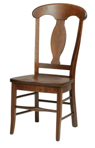 Amish Porter dining side chair in cherry with a vase splat back and a wood seat.