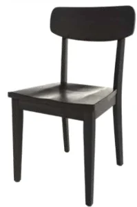 Amish Richville dining side chair in black with a curved back rail and a wood seat.