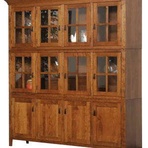 Amish Sadler Mission 4 Door Hutch – Base, Middle & Top