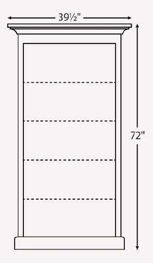 Amish Traditional 36″ Open Bookcase (Drawing)