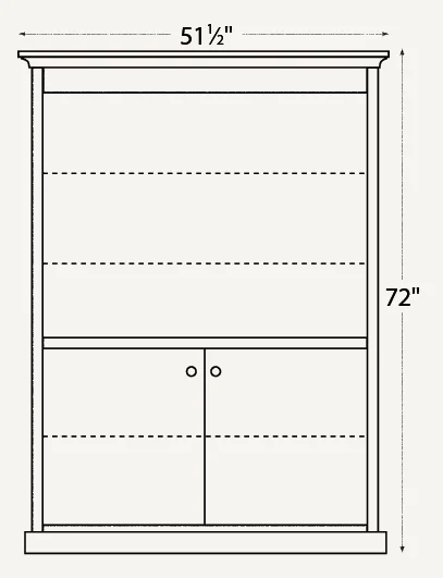 Amish Traditional 48″ Bookcase (Drawing)