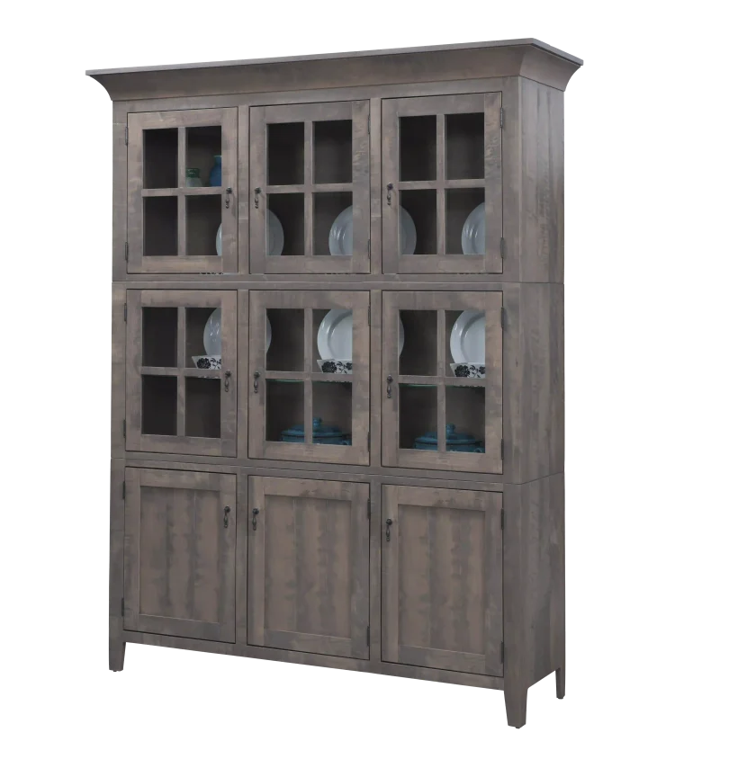 Amish Liberty Hutch - No, , , , , Rustic Brown Maple, OCS135 Driftwood, Bronze Knobs, K4218-ORB Amish Liberty Hutch - 016-IF4263