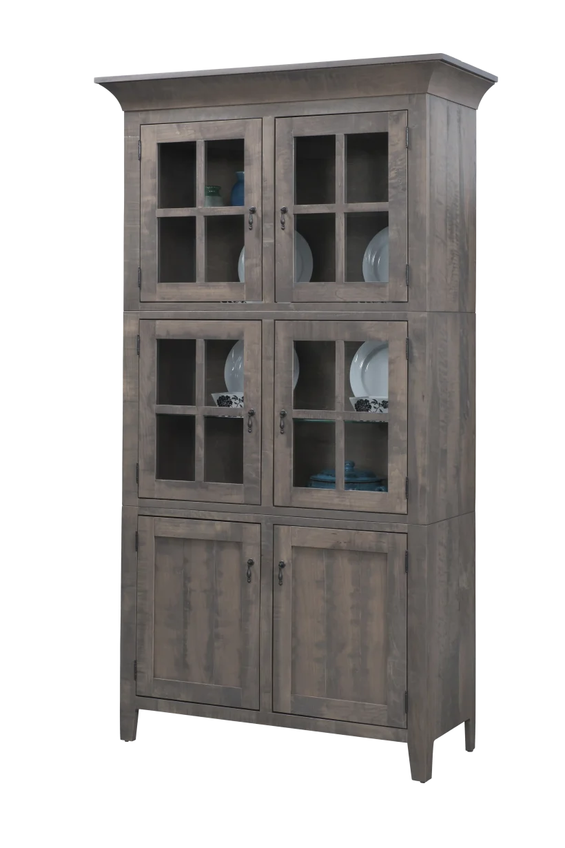 Amish Lakeside 2 Door Hutch - No, , , , , Brown Maple, OCS135 Driftwood, Bronze Knobs, K4218-ORB Amish Lakeside 2 Door Hutch - 016-IX4253