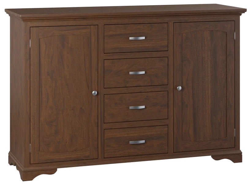 Amish Oak Harbor Buffet - No, , , , , Oak, OCS122 Cocoa, Silver Pulls, HH4424-SN, Silver Knobs, HH4425-SN Amish Oak Harbor Buffet - 016-LE5783