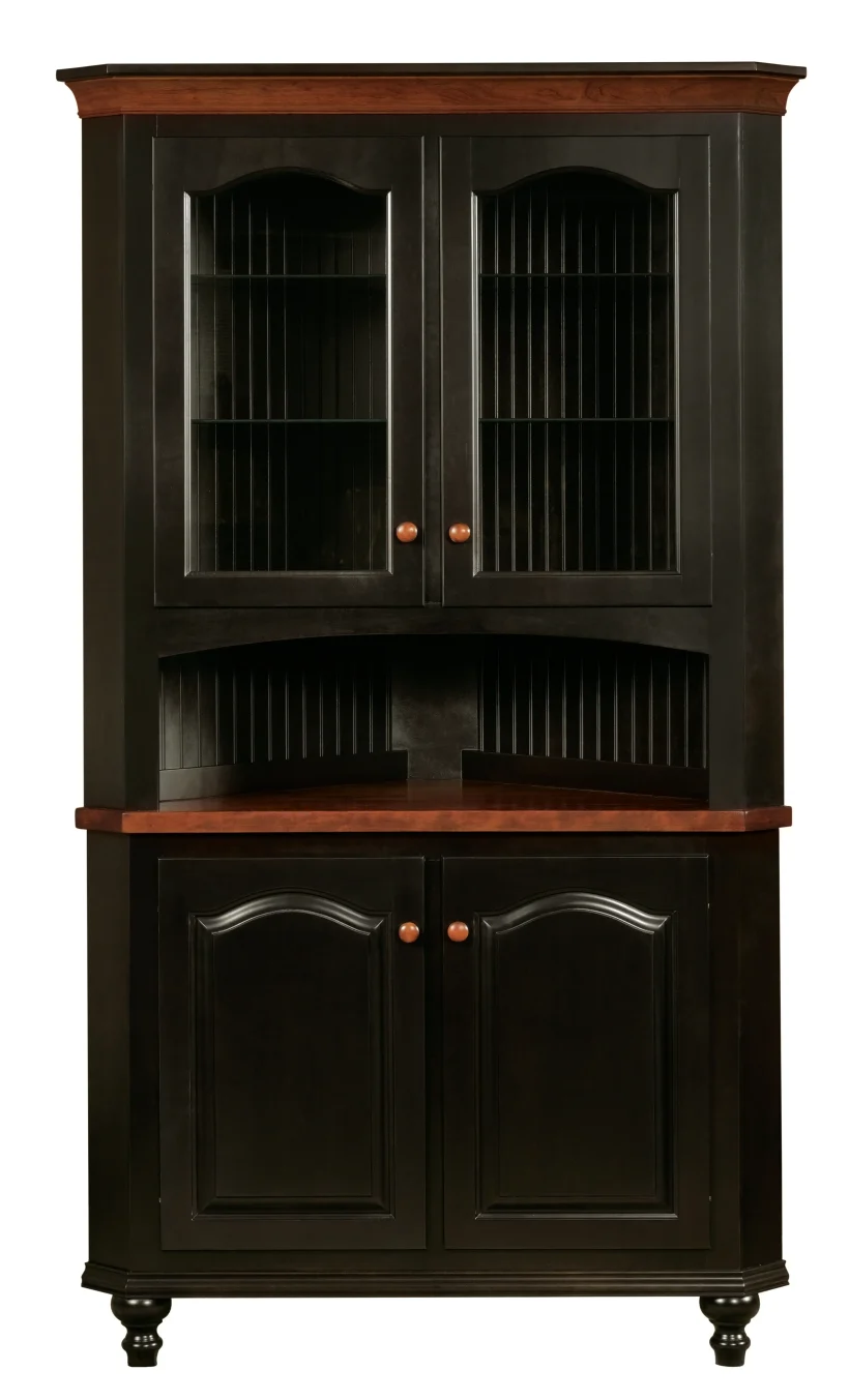 Amish Olympia Corner Hutch, Base Only - Yes, Rustic Cherry, OCS113 Michael's Cherry, Brown Maple, OCS230 Onyx, , , Wood Knobs, KR15 Amish Olympia Corner Hutch, Base Only - 016-LI641Y
