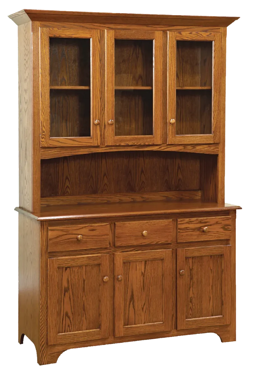 Amish Shaker 2 Door Hutch, Top Only - No, , , , , Oak, OCS113 Michael's Cherry, Wood knobs, KR15 Amish Shaker 2 Door Hutch, Top Only - 016-PE954
