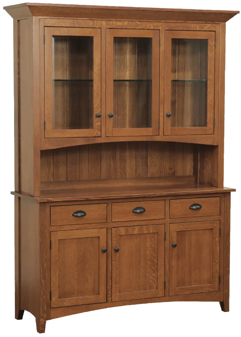 Amish Sara Ann 4 Door Hutch, Top Only - No, , , , , QSWO, OCS113 Michael's Cherry, Black Knobs, K810-MB Amish Sara Ann 4 Door Hutch, Top Only - 016-PX674