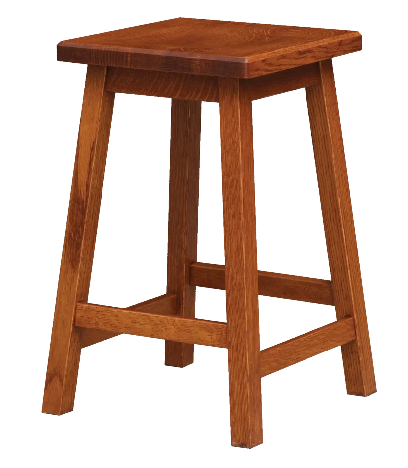 Amish Barrel Square Stool - Yes, Oak, OCS113 Michael's Cherry, Rustic QSWO, OCS113 Michael's Cherry, , Amish Barrel Square Stool - 016-XI-278-57
