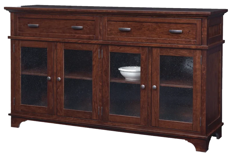 Amish Arlington 4 Door Buffet - No, , , , , Rustic Cherry, OCS117 Asbury, Bronze Pulls, 4424-ORB, Bronze Knobs, 4425-ORB Amish Arlington 4 Door Buffet - 016-XO283