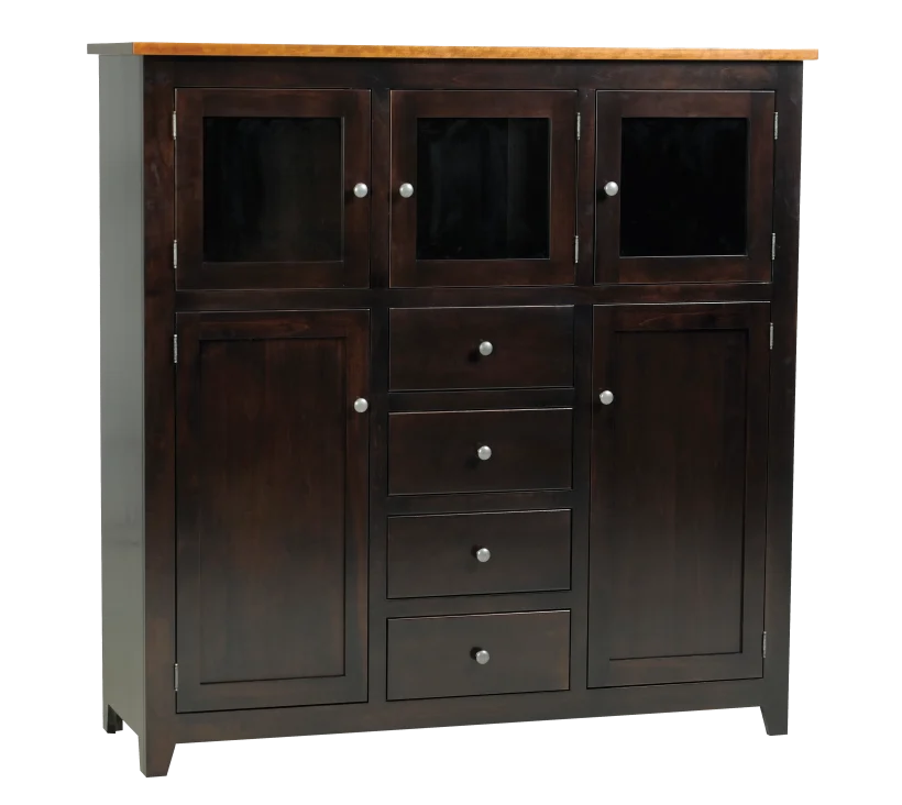 Amish Clanton Hutch - Yes, Brown Maple, OCS230 Onyx, Rustic Cherry, OCS113 Michael's Cherry, , , Silver Knobs, K801-B, Silver Knobs, K801-B Amish Clanton Hutch - 016-ZI4838