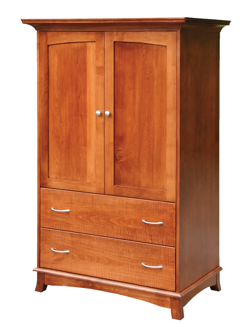 Amish Crescent Armoire - Cherry, OCS108 S-14, Silver Knobs, HOK-22129, Silver Pulls, HOK-22173, None, None Amish Crescent Armoire - 017-ZTC059