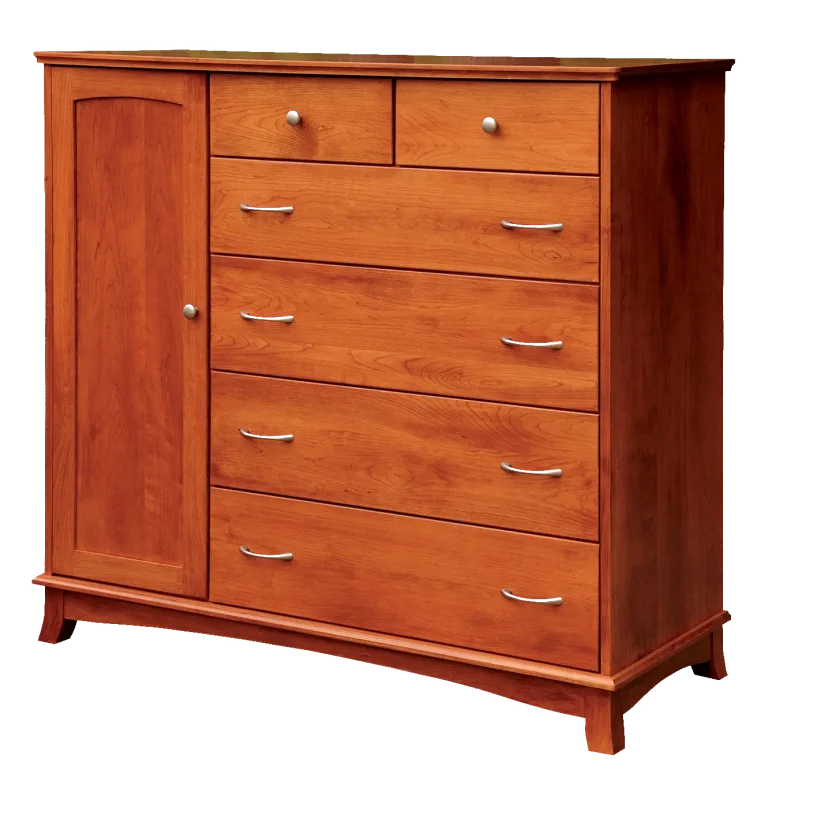 Amish Crescent Gentlemans Chest - Cherry, OCS108 S-14, Silver Knobs, HOK-22129, Silver Pulls, HOK-22173 Amish Crescent Gentlemans Chest - 017-ZTC068