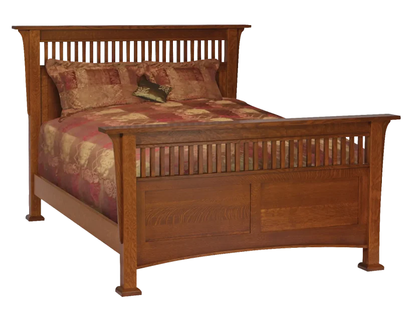 Amish Empire Mission Bed - QSWO, OCS113 Michael's Cherry, Queen Amish Empire Mission Bed - 017-ZTC136