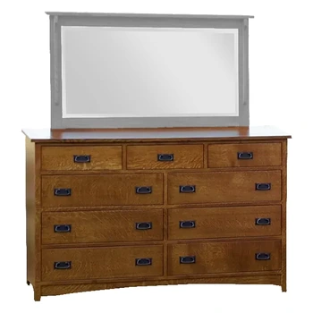 Amish Empire Mission 66" Tall Dresser Only - QSWO, OCS113 Michael's Cherry, Black Pulls, D529-A, Black Pulls, D529-A Amish Empire Mission 66" Tall Dresser Only - 017-ZTC144