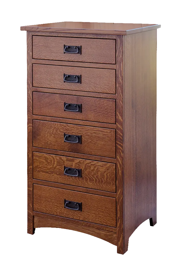 Amish Empire Mission Lingerie Chest - QSWO, OCS113 Michael's Cherry, Black Pulls, D529-A Amish Empire Mission Lingerie Chest - 017-ZTC173