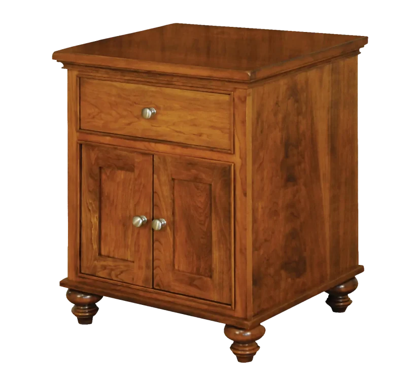 Amish Duchess Nightstand with 1 Drawer 2 Door - Rustic Cherry, OCS117 Asbury, Silver Knobs, K2980-SN, Silver Knobs, K2980-SN Amish Duchess Nightstand with 1 Drawer 2 Door - 017-ZTC253