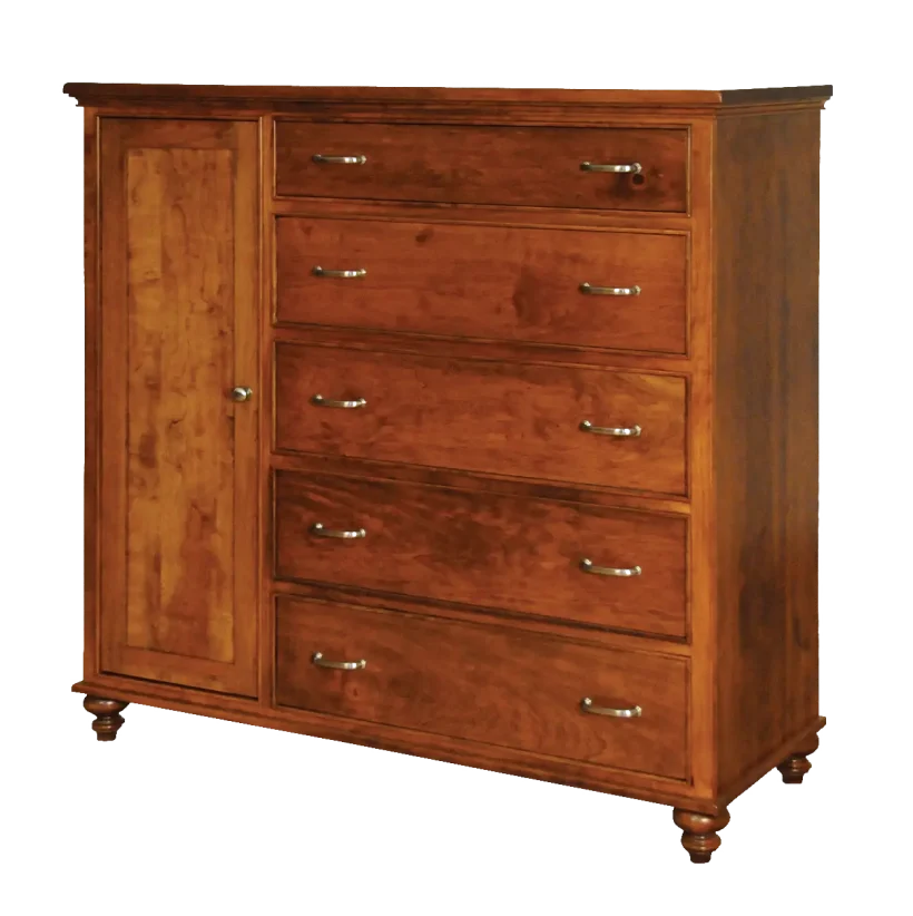 Amish Duchess Gentleman's Chest - Rustic Cherry, OCS117 Asbury, Silver Pulls, P2280-SN, Silver Knobs, K2980-SN Amish Duchess Gentleman's Chest - 017-ZTC268
