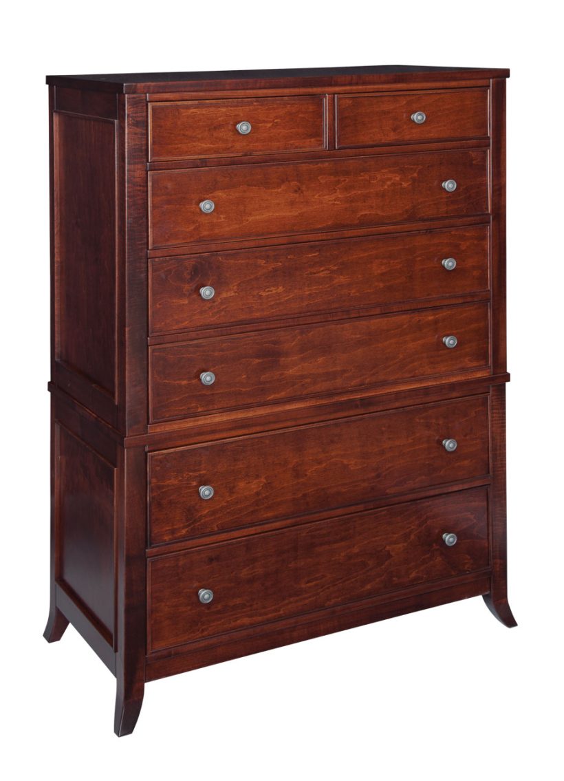 Amish Kingston Chest on Chest - Sap Cherry, OCS117 Asbury, Silver Knobs, K117-SIM Amish Kingston Chest on Chest - 017-ZTC4363