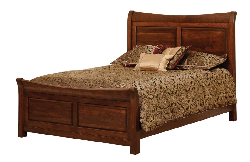Amish Wilkshire Bevel Panel Bed - Cherry, OCS117 Asbury, Queen Amish Wilkshire Bevel Panel Bed - 017-ZTC4409